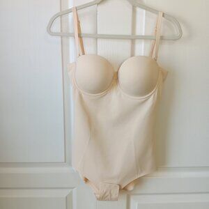 Slimers Women's Beige Strapless Shapewear Seamless Bodysuit Size L
